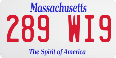 MA license plate 289WI9
