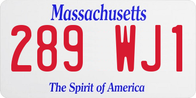 MA license plate 289WJ1