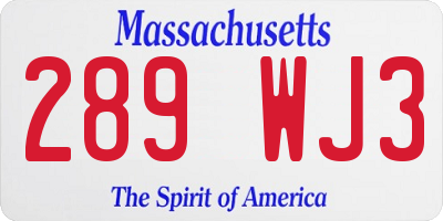 MA license plate 289WJ3