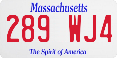 MA license plate 289WJ4