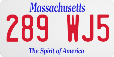 MA license plate 289WJ5