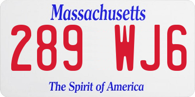 MA license plate 289WJ6