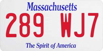 MA license plate 289WJ7