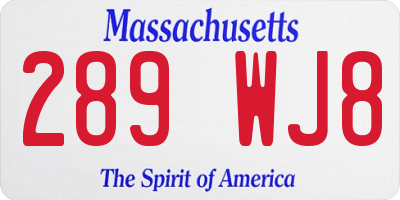 MA license plate 289WJ8
