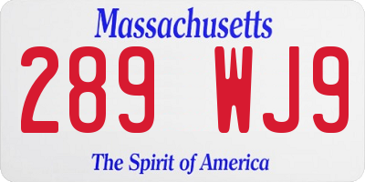 MA license plate 289WJ9