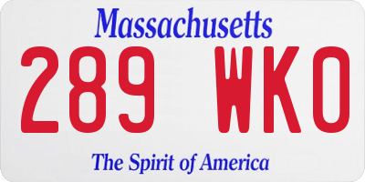 MA license plate 289WK0
