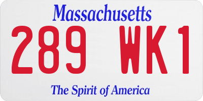 MA license plate 289WK1