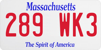 MA license plate 289WK3