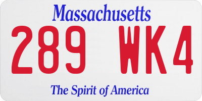MA license plate 289WK4