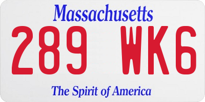 MA license plate 289WK6