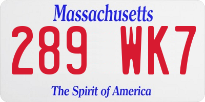 MA license plate 289WK7