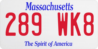MA license plate 289WK8