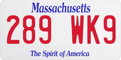 MA license plate 289WK9