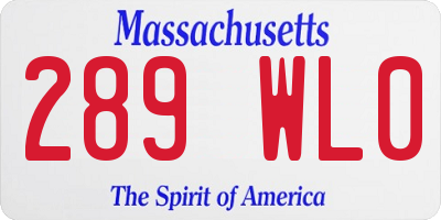 MA license plate 289WL0