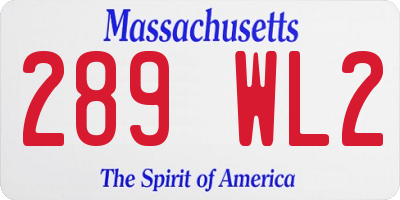 MA license plate 289WL2