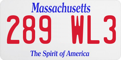 MA license plate 289WL3