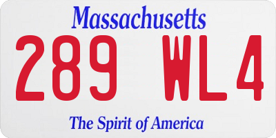MA license plate 289WL4