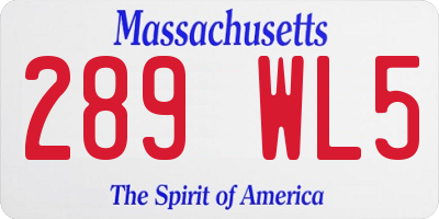 MA license plate 289WL5
