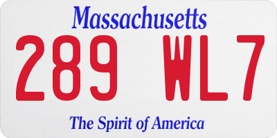 MA license plate 289WL7