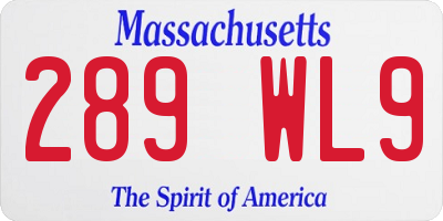 MA license plate 289WL9