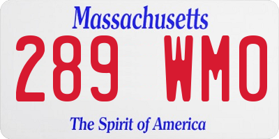 MA license plate 289WM0