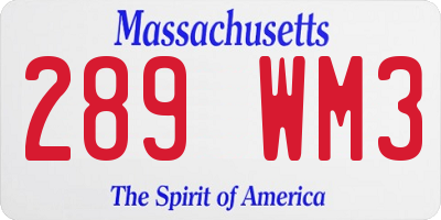 MA license plate 289WM3