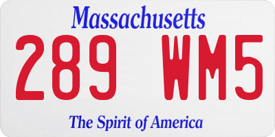 MA license plate 289WM5
