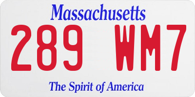 MA license plate 289WM7