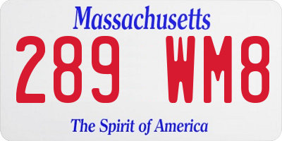 MA license plate 289WM8