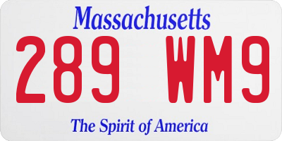 MA license plate 289WM9