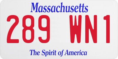 MA license plate 289WN1