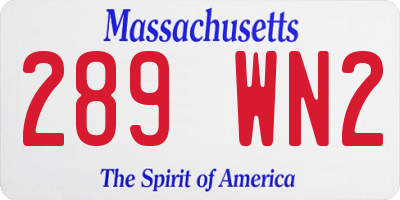 MA license plate 289WN2