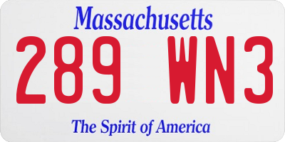 MA license plate 289WN3