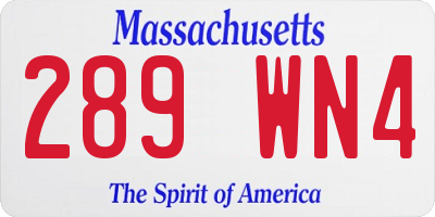 MA license plate 289WN4