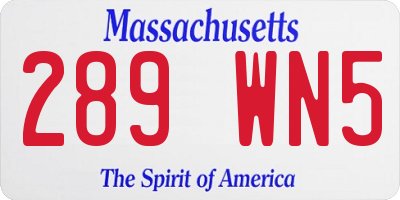 MA license plate 289WN5