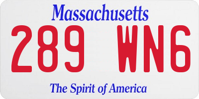 MA license plate 289WN6
