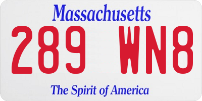 MA license plate 289WN8