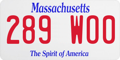 MA license plate 289WO0