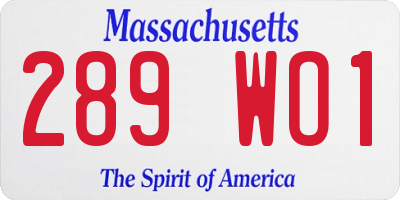 MA license plate 289WO1