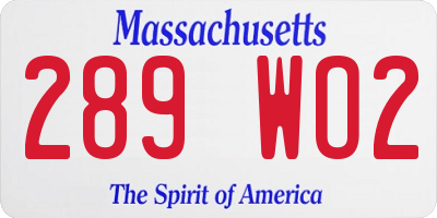 MA license plate 289WO2