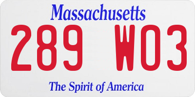 MA license plate 289WO3