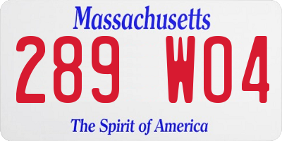 MA license plate 289WO4