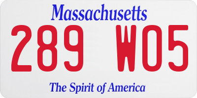 MA license plate 289WO5