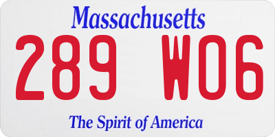 MA license plate 289WO6