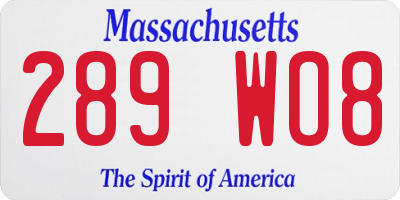 MA license plate 289WO8