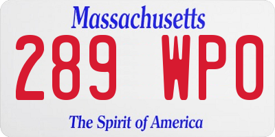 MA license plate 289WP0
