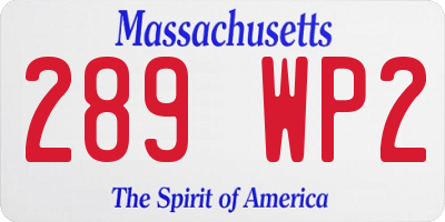 MA license plate 289WP2