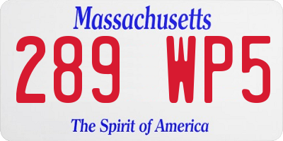 MA license plate 289WP5