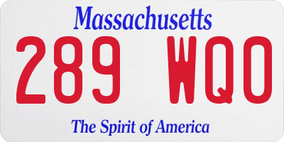 MA license plate 289WQ0