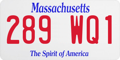 MA license plate 289WQ1